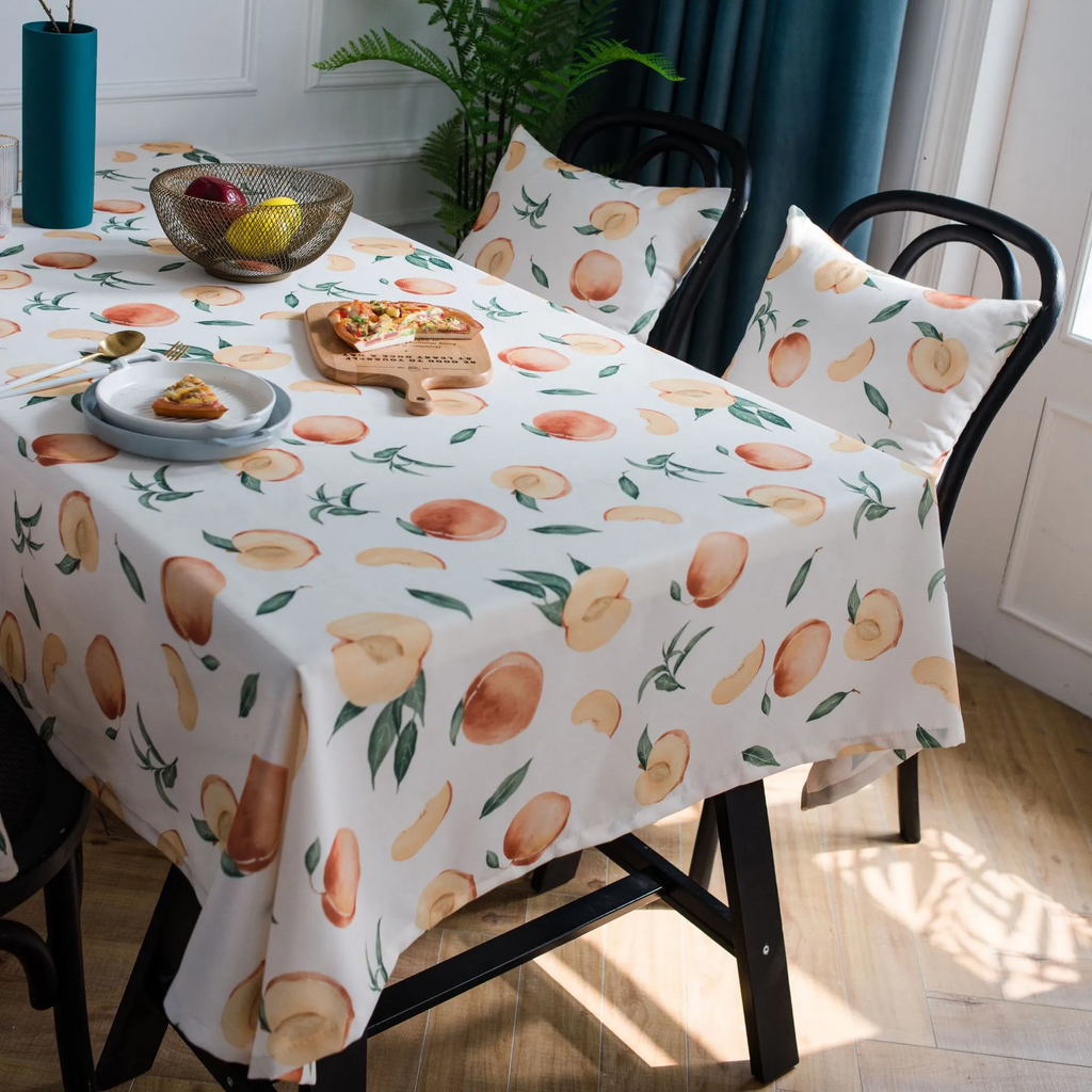 Rectangle Peach Printed Waterproof Tablecloth