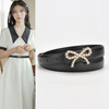 Women'S Fashion Casual Pearl Bowknot Alloy Smooth Buckle Genuine Leather Belt