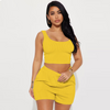 Women'S Fashion Casual Solid Color Tank Top And Shorts Two-Piece Riib-Knit Sports Set