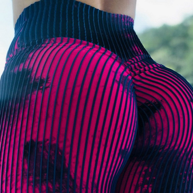 Women Sexy Tie Dye Print High Waisted Sport Pants