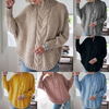 Women Casual Loose Winter Solid Color Half Turtleneck Knitted Sweater