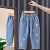 Children Kids Baby Fashion Girls Casual Embroidered Bowknot Denim Pants