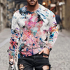 Men Spring Autumn Fashion Casual Personality 3D Printed Round Neck Long Sleeve T-Shirt