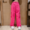 Kids Teen Girl Casual Solid Color Multi-Pocket Cargo Pants