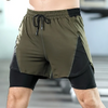 Men Casual Elastic Quick-Drying Fake Two-Piece Double-Layer Sports Shorts