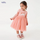Kids Toddler Big Girls Summer Fashion Casual Sweet Cotton Solid Color Cartoon Pony Round Neck Long Sleeve Mesh Dress