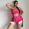 Women Fashion Sexy Y2k Pink Tube Top And Shorts Set