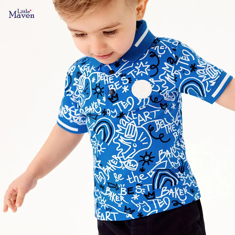 Children Kids Baby Fashion Boys Casual Basic Short Sleeve Print Polo T-Shirt