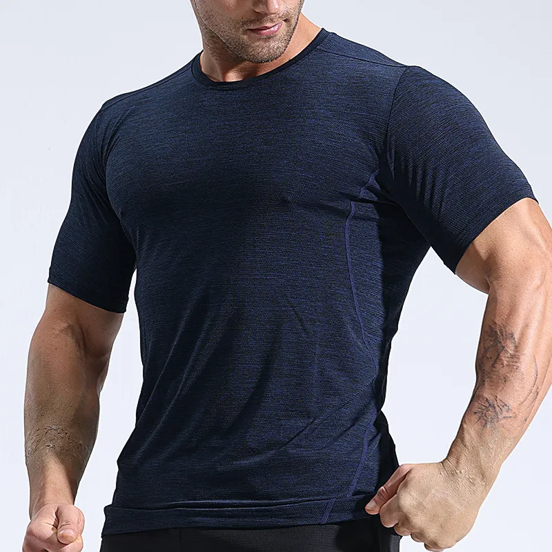 Men'S Casual Round Neck Short-Sleeved Quick-Drying Tight High-Elastic Sports T-Shirt