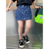 Kids Girls Basic Letter All Over Print Elastic Waist Denim Skirt