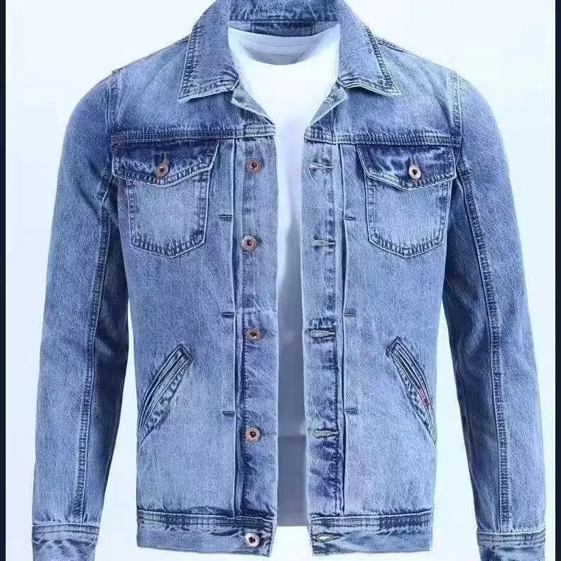 Men Casual Retro Multi Pocket Slim Denim Jacket