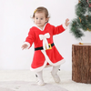 Kids Baby Girls Autumn Winter Fashion Casual Christmas Cotton Santa Claus Woollining Round Neck Dress