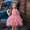 Kids Toddler Girls Fashion Party Cute Sweet Solid Color Floral Embroidery Pleated Sleeveless Mesh Party Tutu Dress