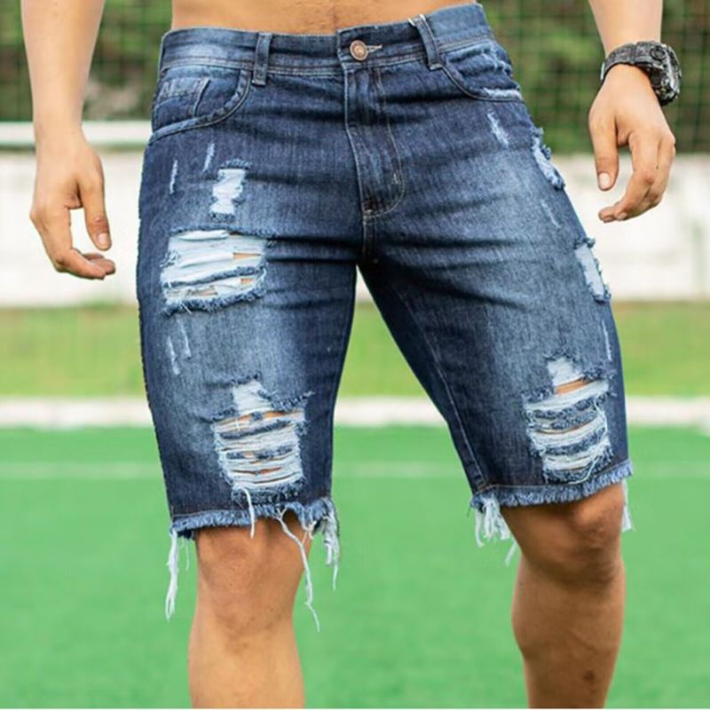 Men'S Fashion Ripped Slim Denim Shorts