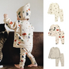 Kids Color Piece Olive Cotton Pattern Tops And Pants Set