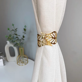 (Buy 1 Get 1) Light Luxury Curtain Strap Household Metal Hollow Leaf Curtain Tieback