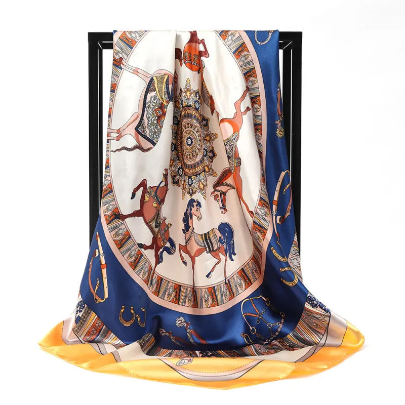 (Buy 1 Get 2) 90*90Cm Women'S Fashion Horse Print Scarf