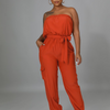 Women Wrap Chest Belt Solid Color Jumpsuit