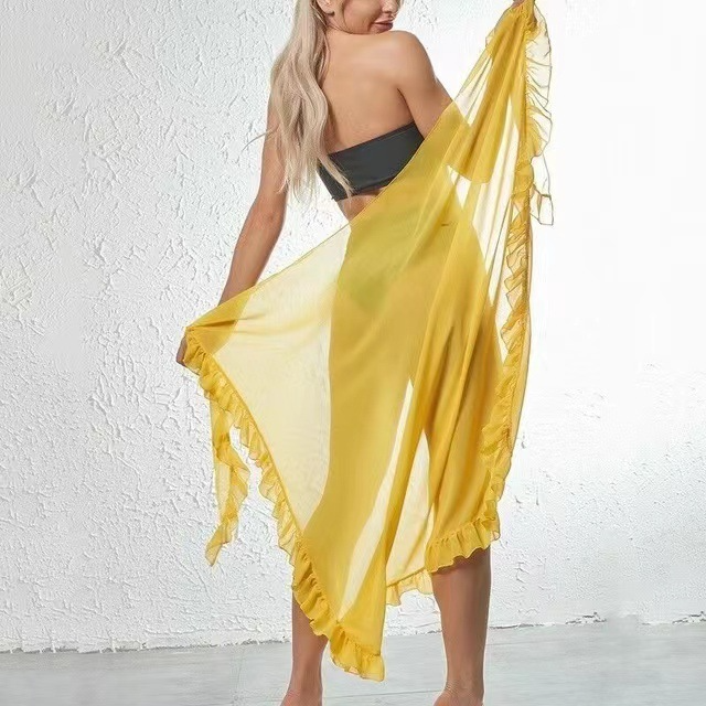 Women'S Fashion Beach Ruffle Chiffon Cover Up