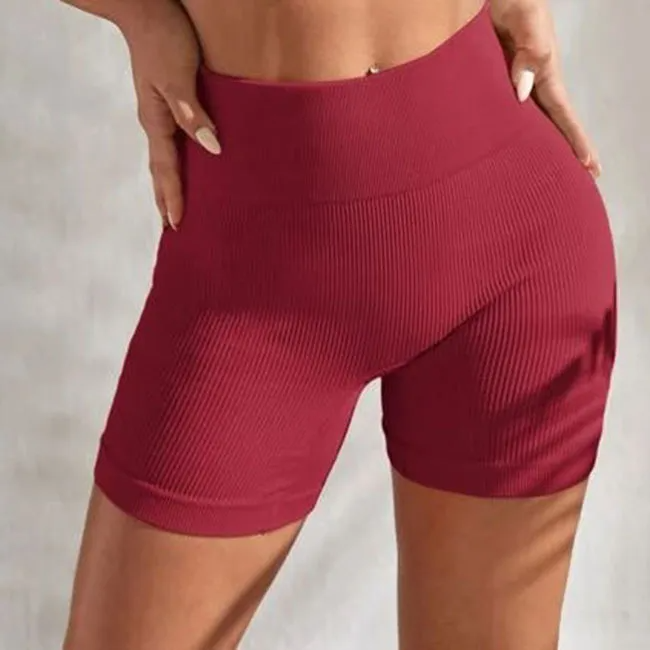 (Buy 1 Get 1) Women Basic High Waist Abdominal Hip Tight Seamless Yoga Running Sports Fitness Breathable Shorts