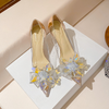 Women Fashion Sexy Transparent Pointed Toe Rhinestone Stiletto Pumps