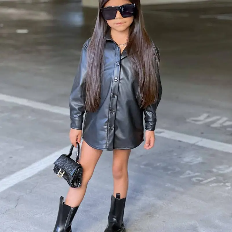 Children Kids Toddler Girls Long Sleeves Black Jacket