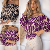 Women'S Casual Fashion Off-Shoulder Zebra Printing Loose Office Chic Blouses