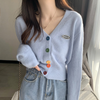 Women Fashion Casual Soft Cotton Solid Color Single-Breasted Knitwear Knitted Cardigan