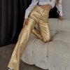 Y2k Women Fashion Edgy Pu Glossy Loose Pants