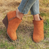 Suede Upper Wedge Heel Short Boots