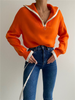 Contrasting Color Lapel Autumn And Winter Sweater Women'S Loose Casual Oversized Knitted Top