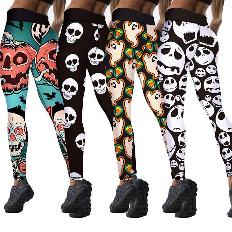 Women Halloween Fashion Cartoon Print Yoga Leggings