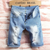 Fashion Men's Slim Ripped Jeans Denim Shorts With Holes