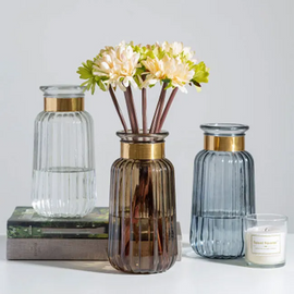 (Buy 1 Get 1) Living Room Striped Glass Vase Decoration Ornament