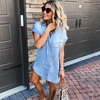 Lapel Short-Sleeve Single-Breasted Casual Shirt Dress