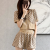 Casual Women Fashion Hooded Short Sleeve Zipper Top Wide-Leg Shorts Two-Piece Set