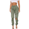 Women Summer Fashion Camouflage Printed Casual High Waist Ripped Pants