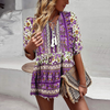 Women'S Casual Vacation V-Neck Printed Top