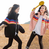 Kids Toddler Big Girls Autumn Winter Casual Cute Rainbow Color Lamb Zipper Stand Collar Long Sleeve Coat