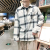 Men Casual Long Sleeve Lapel Single-Breasted Fleece-Lined Thick Plaid Printed Shirt