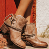 Women Vintage Bohemian Lace-Up Short Boots