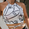 Women Fashion Edgy Sexy Outerwear Halter Neck Slim Fit Crop Top