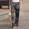 Women'S Fashion Casual Cotton Linen Printed Elastic-Waist Pants