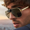 Men Fashion Round Metal Frame With Leather Sunglasses