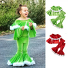 (Buy 1 Get 1) Toddler Girls Party Christmas Cute Long Sleeve Top Flare Trousers Sets