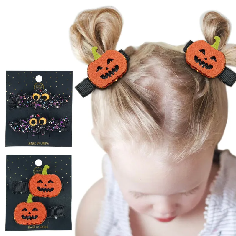 (Buy 1 Get 2) Halloween Children Cartoon Funny Pumpkin Bat Hair Clip