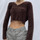 Women Fashion Vintage Solid Color Knitted Long Sleeve Crop Top