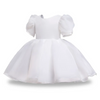 Kids Toddler Girls Summer Fashion Party Cute Sweet Solid Color Pleated Puff Sleeve Mesh Party Tutu Dress