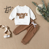 (Buy 1 Get 2) Baby Boy Fashion Letter Embroidered Sweat Pants Two-Piece Set