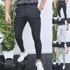 Men Casual Striped Print Mid Waist Skinny Pencil Pants